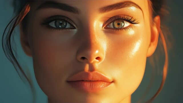 A detailed portrait of an individual showcasing radiant skin tones.