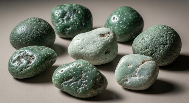 Natural Raw Jade Stones with Authentic Green Mineral Texture