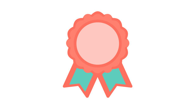 Pink award ribbon rosette badge icon