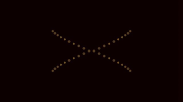 Abstract minimalist design with dotted X pattern on black background