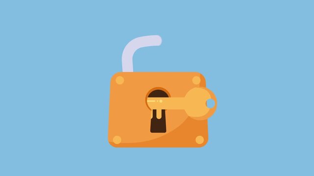 Padlock With Key Hole Cyber Security 2d Animation with Alpha Matte