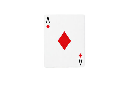 Minimalist playing card Ace of Diamonds, white poker card isolated on white, classic casino game symbol photo