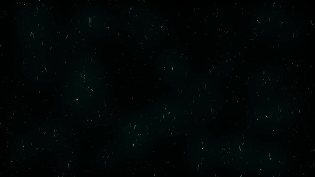 Video of abstract cyan glowing particles falling like snow on black background