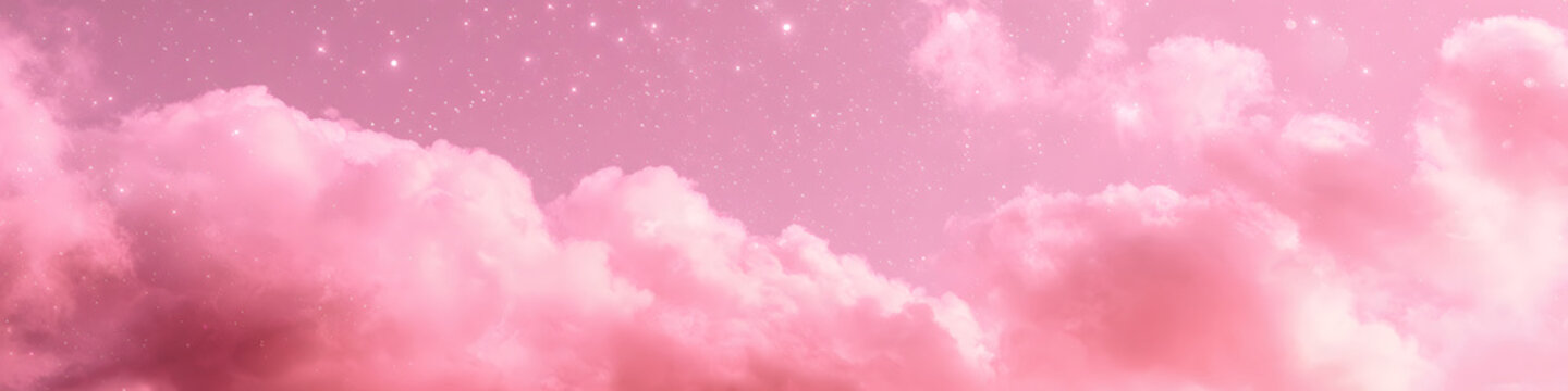 A serene pink sky and cloud background with a touch of sparkle for your text.
