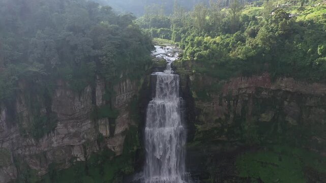 Aerial view of Tequendama Falls in Cundinamarca, Colombia