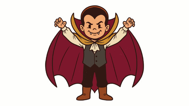 Cute Little Boy Wearing Cute Dracula Vampire Costume For Halloween Party Vector Illustration