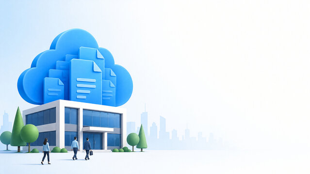 Paperless office concept with document and cloud icon