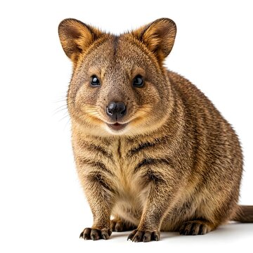 Cute Quokka Smiling Isolated on White Background Australian Wallaby Marsupial Portrait
