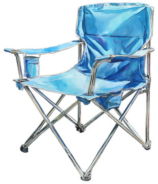 Water color illustration of folding Camping Chair on transparent background