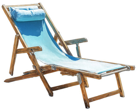 Water color illustration of Sun Lounger on transparent background