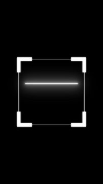 Scanner Frame Animation, Futuristic HUD Targeting Box, Minimal Focus Reticle and Light Scan Effect on Black Background