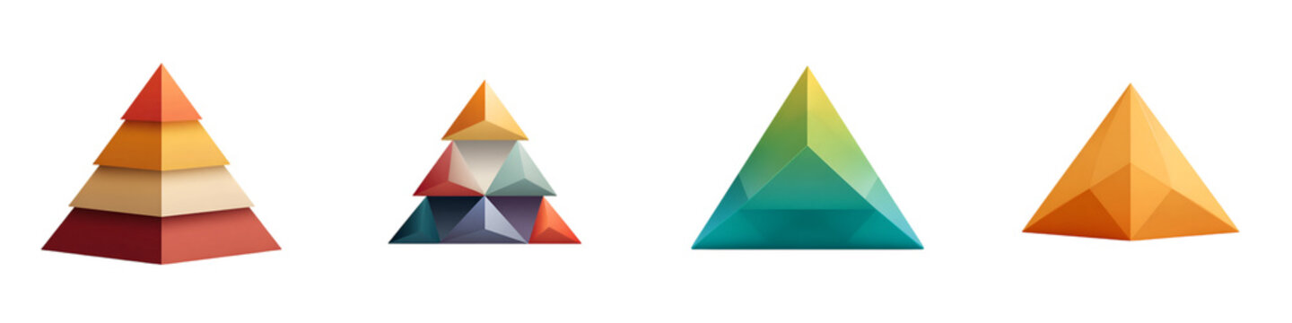 Abstract Pyramid Shapes in Various Colors