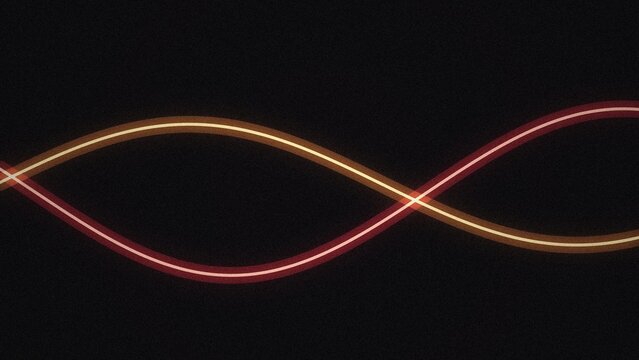 Abstract colorful intertwining lines creating a dynamic flowing wavy pattern on a dark background for design concepts