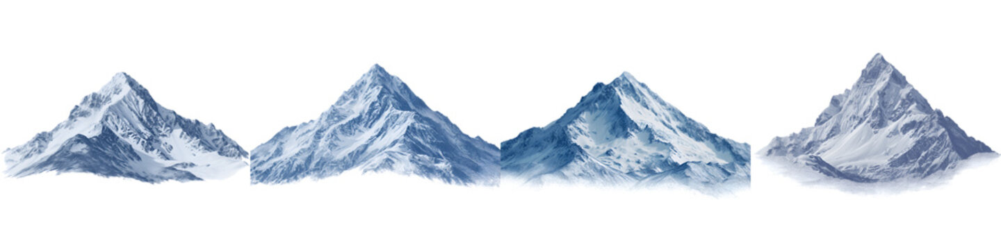 Watercolor Mountain Peaks: Majestic Snow-Capped Scenery