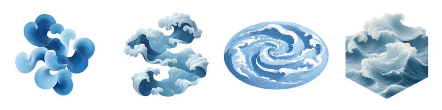 Abstract Water Forms: Sculptural Waves and Swirls