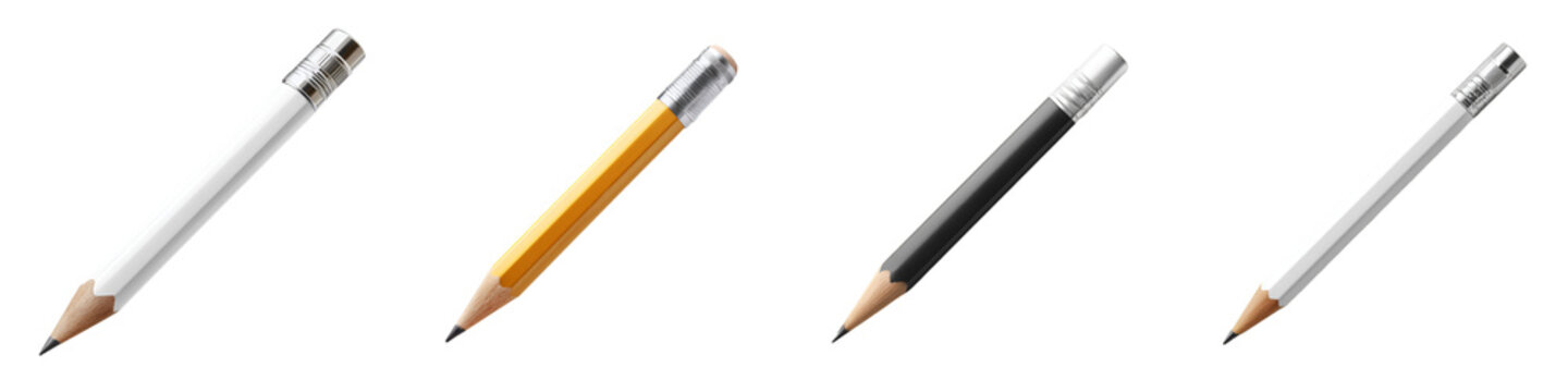 Classic Pencils Set: White, Yellow, Black with Erasers