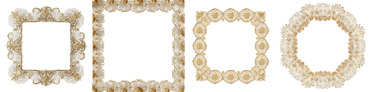 Ornate Frame Set: Gold Vintage Border Designs