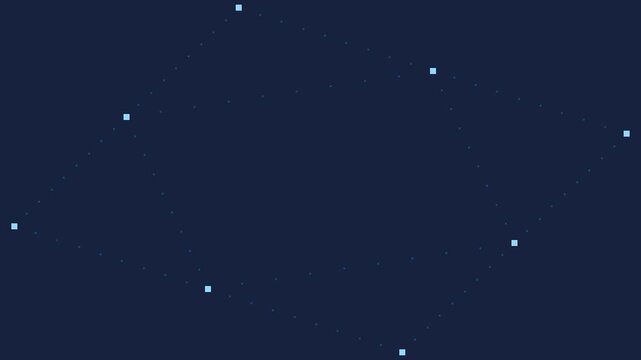 Rotating Light Blue Crystal Lattice Sphere with Connected Nodes on Dark Navy &ndash; Abstract 3D Molecular Grid & Tech Data Background Loop