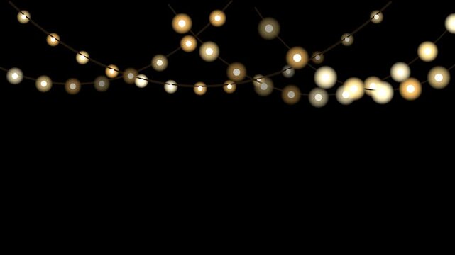 Christmas string lights bokeh glowing bulbs chasing warm light seamless loop 4K holiday background