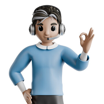 Friendly Support Agent 3D Illustration