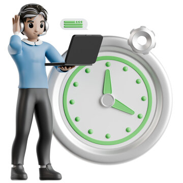 Time Management Support 3D Illustration