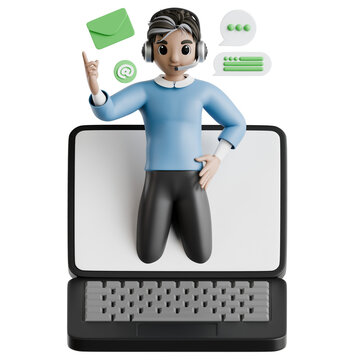 Laptop Support Assistance 3D Illustration