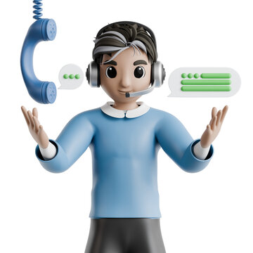 Phone Call Assistance 3D Illustration