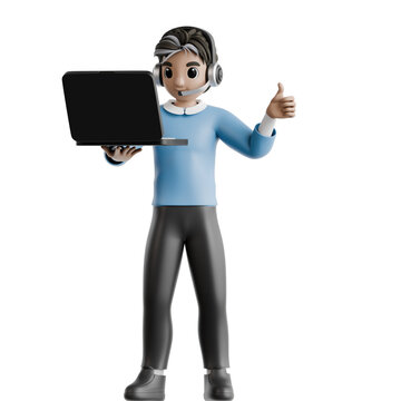 Laptop Business Consultant 3D Illustration