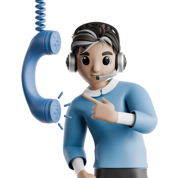 Support Hotline Operator 3D Illustration