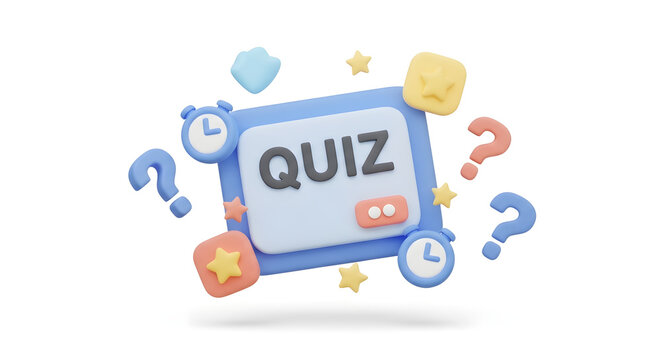 Quiz Game Concept with Question Marks and Clocks.