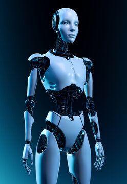 Futuristic Cyborg Robot Representing Advanced Artificial Intelligence Technology