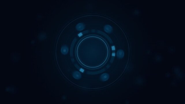 Cybr 54 digital interface with glowing blue futuristic circular data HUD