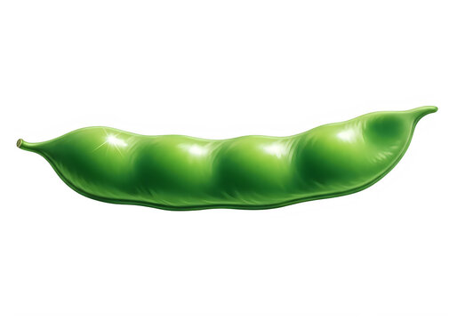 Fresh single green pea pod vegetable isolated