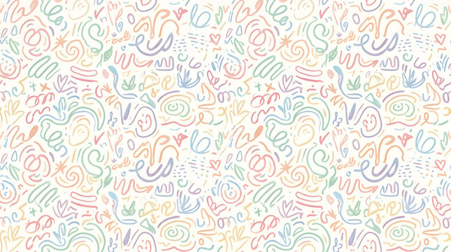 Pastel doodle sketchy hand drawn decorative abstract seamless pattern background with abstract background seamless decorative illustration creative