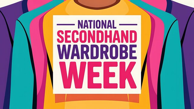 National secondhand wardrobe week sustainable fashion concept illustration with secondhand wardrobe sustainable
