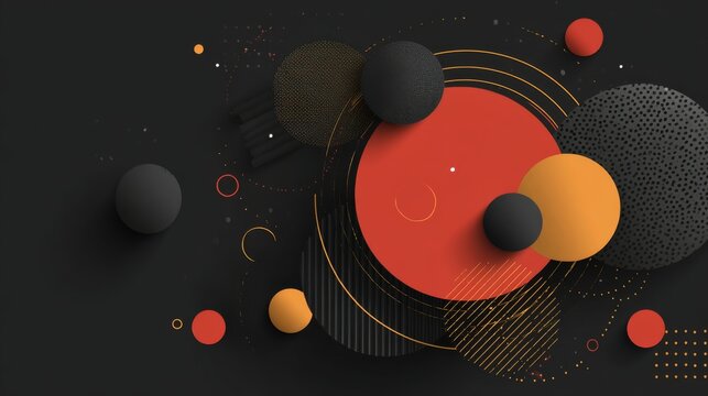 Abstract dark background with geometric graphic elements, modern minimalist composition, sophisticated black backdrop, contemporary decorative shapes, subtle visual texture, elegant luxury aesthetic, 