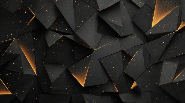 Abstract geometric black background with triangles, modern minimalist geometric pattern, dark elegant backdrop with sharp triangular shapes, contemporary abstract design, sleek black texture, futurist
