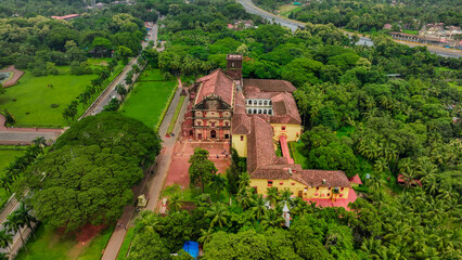 Fototapeta premium Historic church in Old Goa aerial view Basilica of Bom Jesus, Goa heritage site