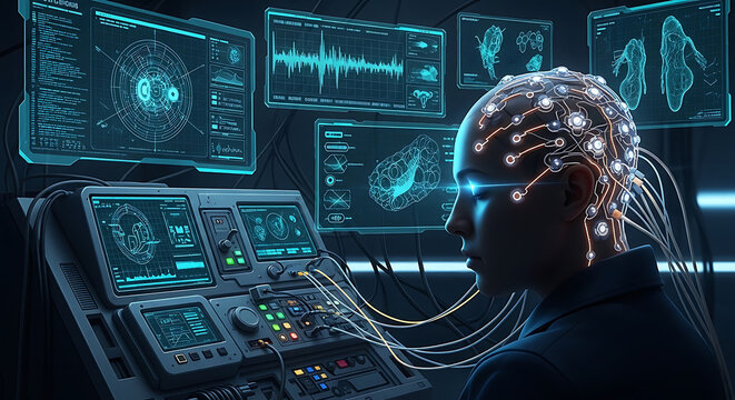 Futuristic Ai Brain Interface Technology Research Lab