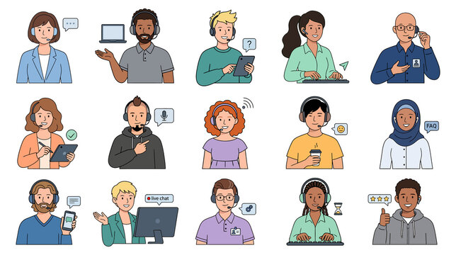 Customer Service Representative Avatar Vector Set