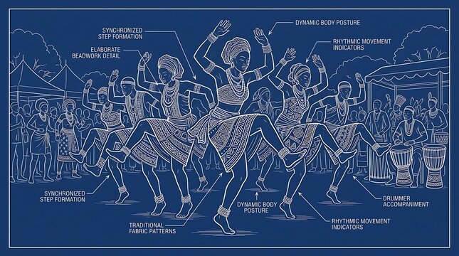 Blueprint of traditional african folk dance and performance