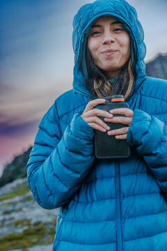 Having a drink to celebrate the climb