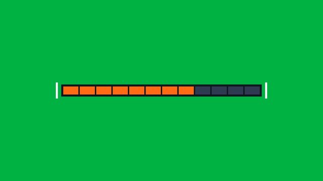 Orange Segmented Loading Progress Bar Filling Left To Right On Green Screen Chroma Key 4K UI Overlay
