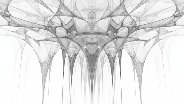 Abstract monochrome fractal structure isolated on white background