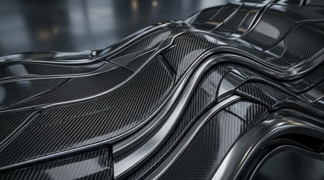 Futuristic carbon fiber surface abstract flowing curves and lines