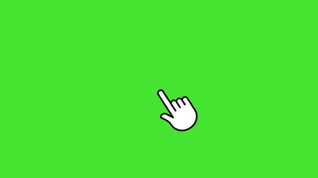 Hand Pointer Mouse clicked Animation Isolated on Green Screen, Chroma Key