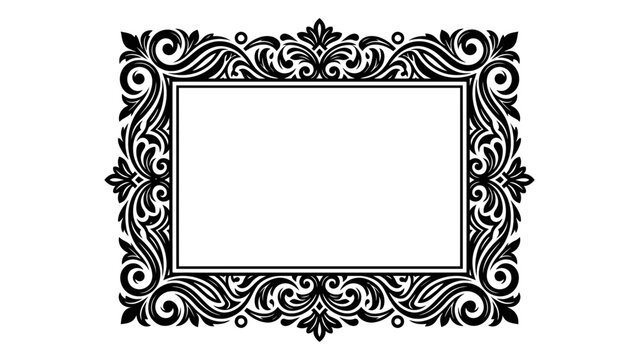 Elegant Black Decorative Ornament Frame Border