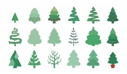Fototapeta premium Cute abstract pine fir and conifer Christmas tree collection colorful vector illustration