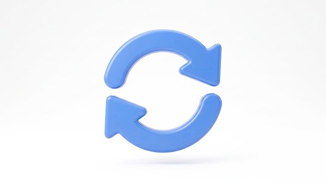 Blue circular arrow refresh on white background, circle symbol