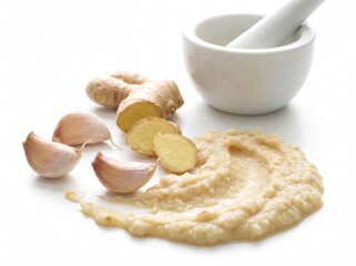 Fototapeta premium Ginger with pestle and mortar